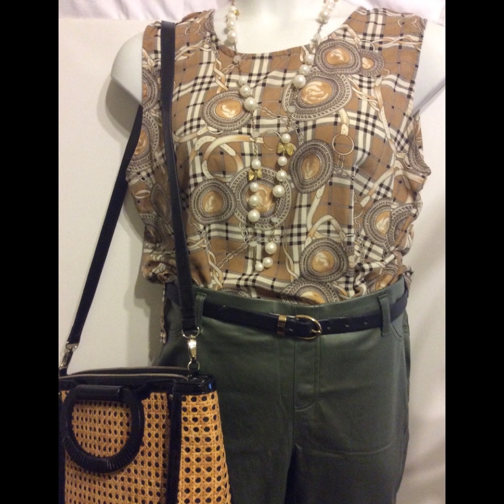 J.M.P Beige Vintage Top Medallion Print